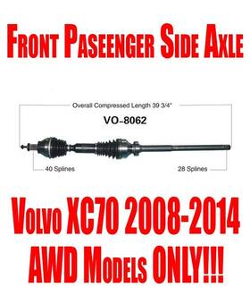 149418 Apm Front Passenger Side Axle For Volvo Xc70 2008-2014 3.0l Turbo And 3.2l Awd Only