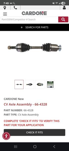 Ho-8-8749 Cardone Front Right Cv Axle Shaft For 2012-2015 Acura Ilx Honda Civic L4 2.4l Manual