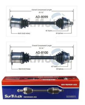 Ad-8099 Surtrack For Audi A4 Quattro Awd 02-04 L4 V6 Pair Of 2 Front Cv Axle Shafts Set