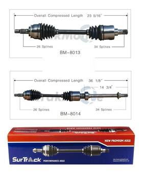 Bm-8013 Surtrack For Mini Cooper 02-08 Supercharged Fwd Pair Of Front Cv Axle Shafts Set
