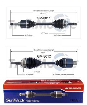 Gm-8011 Surtrack For Saturn Sc1 Sc2 Sl Sl1 Fwd 1994-02 Pair Of Front Cv Axle Shafts Set