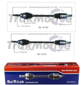 Mi-8182 Surtrack For Mitsubishi Outlander Awd 2003-2006 Pair Of Rear Cv Axle Shafts Set