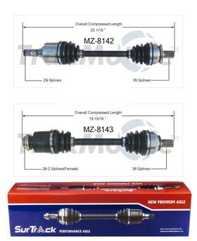 Mz-8142 Surtrack For Mazda 3 Fwd 04-05 2.0l Pair Of Front Cv Axle Shafts Set Auto Transm