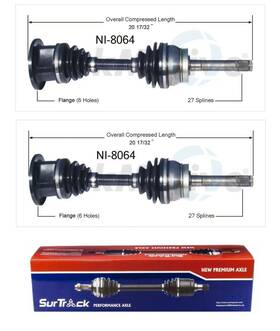 Surtrack Ni-8064 2 Front Cv Axle Shafts Set For Nissan D21 Pathfinder 4wd 1986-1993