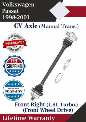 Ad8022 Trakmotive Front Right Cv Axle For 1998-2001 Volkswagen Passat 2wd Manual Trans. Lifetime W
