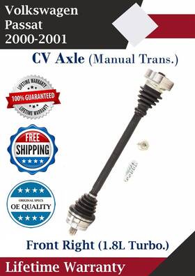 Ad8080 Trakmotive Front Right Cv Axle For 2000-2001 Volkswagen Passat Manual Trans. Lifetime Warr