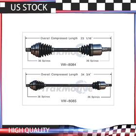 Motowld20240821a0973 Trakmotive For 2010-2014 Vw Golf 2005-2014 Jetta 2.5l Auto Trans. Pair Front Cv Axle Shaft