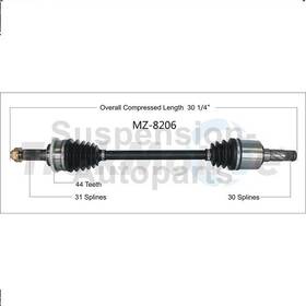 Susp231220049984 Trakmotive Rear Left Cv Axle Joint Half Shaft Fits 2004 - 2009 Mazda Rx-8