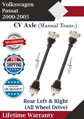 Vw8050 Trakmotive Rear Cv Axles For 2000-2005 Volkswagen Passat 4x4 Manual Trans. Lifetime Warran
