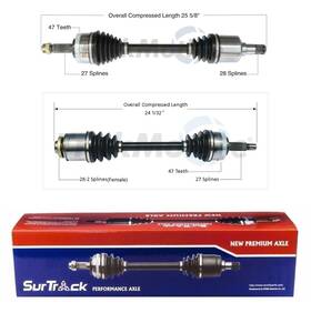 Fqvm-48680-22-3918096 Voltx Motors Surtrack Pair Set Of 2 Front Cv Axle Shafts For Kia Amanti 2004-2006