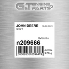 N209666 Shaft Fits John Deere (surplus Open Box). Fixed Price $1279.94.