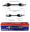 Pair Of Front Cv Axle Shafts Surtrack Set For Hyundai Tiburon Fwd 03-08 2.7L V6. Fixed Price $160.96.