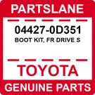 04427-0D351 Toyota Oem Genuine Boot Kit, Fr Drive S. Fixed Price $94.17.